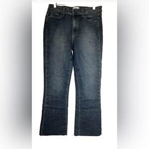PAIGE Jeans Colette Crop Flare Blue Distressed Bottom Faded Size 30 Pre-owned‎